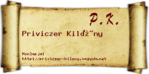 Priviczer Kilény névjegykártya
